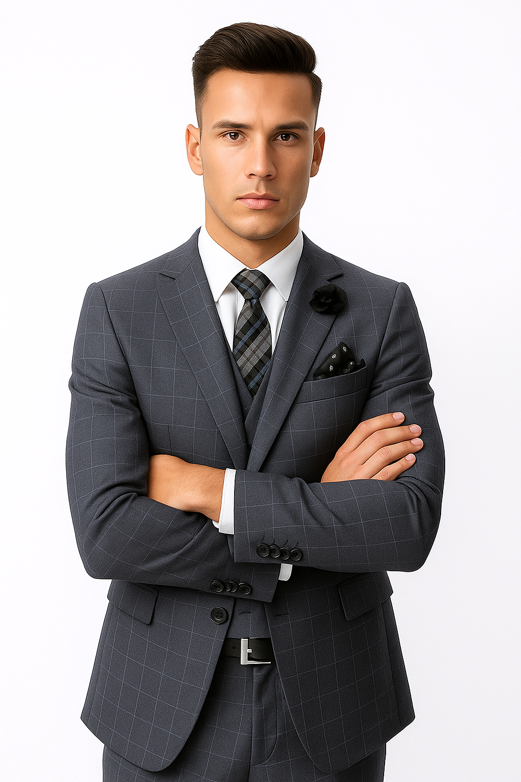 CALABRIA GREY Statement Suits Clothing Confidence Plaid Suit - Image 2