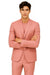 Men's 2 Button  Flap Front pockets Vested Salmon ~ Coral color Suit