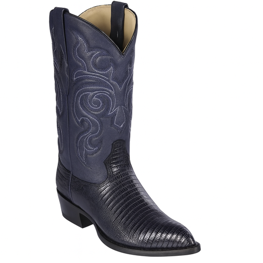 Lizard Cowboy Boots J-Toe Navy Blue