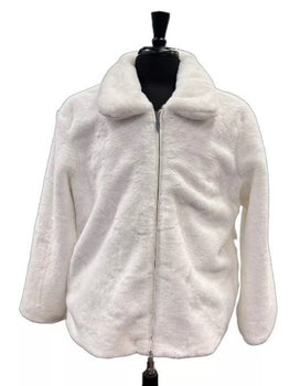 Men's White Fur Short Coat – Single Breasted, Full Zip, Regular Fit - Image 10