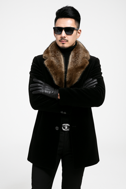 Fur Collars Men's Overcoat - Men's Peacoat and Cashmere - Image 3