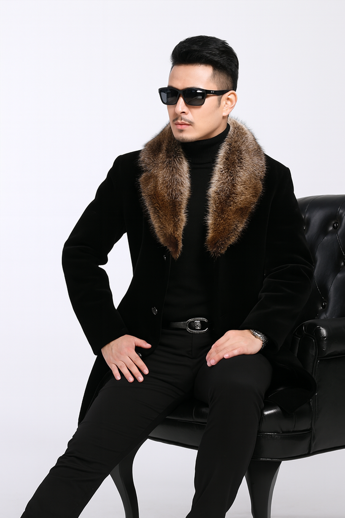 Fur Collars Men's Overcoat - Men's Peacoat and Cashmere - Image 5