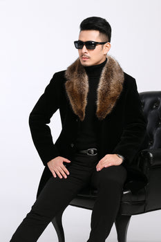 Fur Collars Men's Overcoat - Men's Peacoat and Cashmere - Image 5
