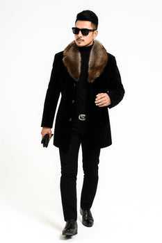 Fur Collars Men's Overcoat - Men's Peacoat and Cashmere - Image 2