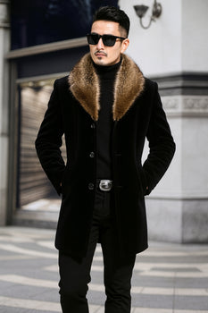 Fur Collars Men's Overcoat - Men's Peacoat and Cashmere - Image 4