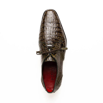 Marco Di Milano Lacio Men's Shoes Wood Green Genuine Caiman Crocodile Dress Derby Oxfords - Image 3