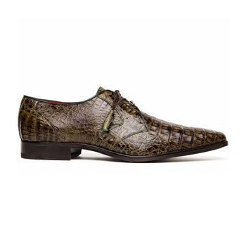 Marco Di Milano Lacio Men's Shoes Wood Green Genuine Caiman Crocodile Dress Derby Oxfords - Image 2