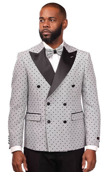 Vitali Grey Polka Dot Modern Fit Vested Suit