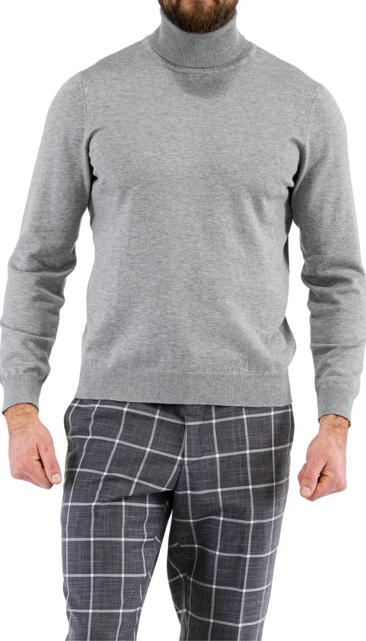 MENS GREY PULLOVER TURTLENECK SWEATER - Image 2
