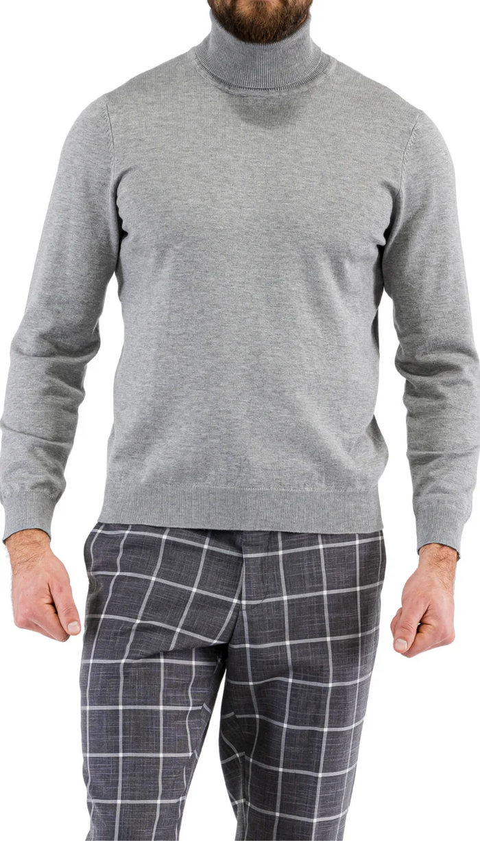MENS GREY PULLOVER TURTLENECK SWEATER - Image 2