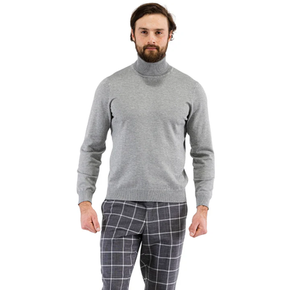 MENS GREY PULLOVER TURTLENECK SWEATER - Image 5