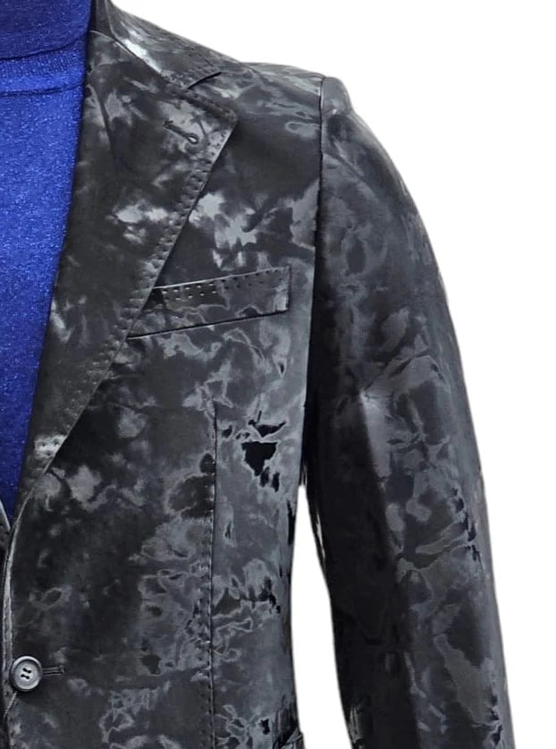 Camouflage Design Two Piece Slim Fit Suit Black - Image 2