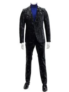 Camouflage Design Two Piece Slim Fit Suit Black