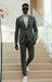 Mens 1 Button Slim Fit Faux Leather with Patch Pockets Green Suit