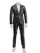 Mens 1 Button Slim Fit Faux Leather with Patch Pockets Green Suit