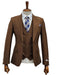 Mens Giovanni Testi Brown 3 Piece Slim Fit Suit – Peak Lapel, Double Breasted Vest, Center Vent Blazer