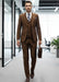 Mens Giovanni Testi Brown 3 Piece Slim Fit Suit – Peak Lapel, Double Breasted Vest, Center Vent Blazer