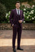 Mens Giovanni Testi Eggplant 3 Piece Suit – Slim Fit 1 Button Peak Lapel Formal Tuxedo Suit