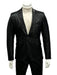 Mens One Button Side Vent Peak Lapel Suit Black
