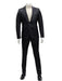 Mens One Button Side Vent Peak Lapel Suit Black