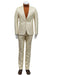 Mens One Button Peak Lapel Basket Weave Pattern Slim Fit Suit Ivory
