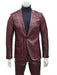Mens One Button Notch Lapel Suit Burgundy