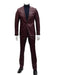 Mens One Button Notch Lapel Suit Burgundy
