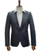Mens Blue Slim Fit Faux Leather Suit – 1 Button Notch Lapel