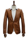 Mens 1 Button Slim Fit Leather Suit Caramel