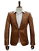 Mens Caramel Slim Fit Faux Leather Suit – 1 Button Notch Lapel