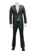 Mens 1 Button Slim Fit Leather Suit Olive