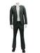 Mens 1 Button Slim Fit Leather Suit Olive