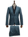 Mens 1 Button Slim Fit Leather Suit Blue