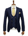 Giovanni Testi Navy Blue 3 Piece Suit – Slim Fit 1 Button Peak Lapel with Double Breasted Vest