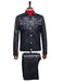 Mens Five Button Slim Fit Leather Suit Black