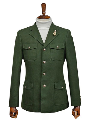 Mens Giovanni Testi Slim Fit Green Suit – 2 Piece 4 Button Formal Suit with Notch Lapel