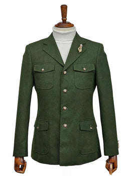 Mens Giovanni Testi Slim Fit Green Suit – 2 Piece 4 Button Formal Suit with Notch Lapel