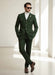 Mens Giovanni Testi Slim Fit Green Suit – 2 Piece 4 Button Formal Suit with Notch Lapel
