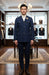 Mens Giovanni Testi 2 Piece Slim Fit Suit in Dark Blue – Classic 4 Button Notch Lapel Dress Suit
