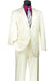 Mens 2 Button Classic Fit Pleated Pant Suit in Ivory