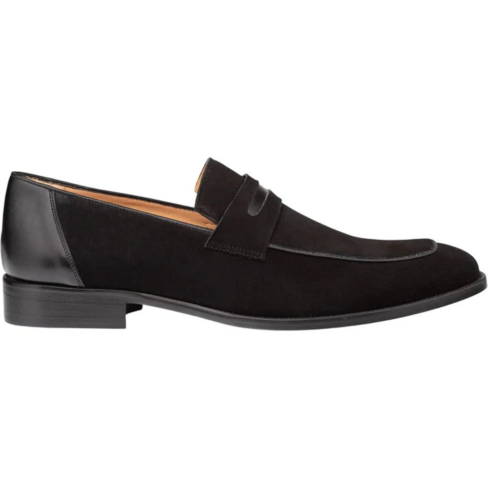 Mezlan Galeno Black Suede Penny Loafers - Men
