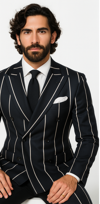 Gangster Pinstripe Double-Breasted Suit. 