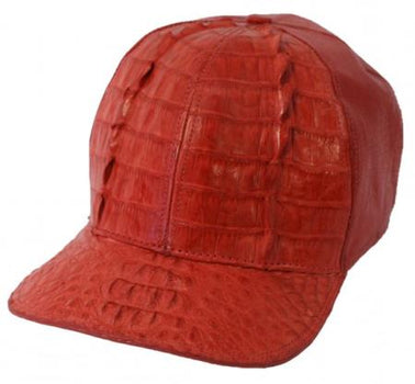 Genuine Ostrich World Best Alligator ~ Gator Skin Exotic Skin Baseball Cap Rojo