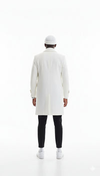 Mens Cashmere & Wool White Double Breasted Overcoat ~ Car Coat - Image 4