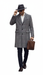Mens Plaid Overcoat - Checkered Carcoat - 100% Wool Three Quarter Peacoat