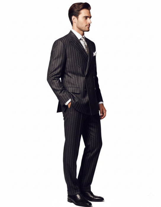 Chalk Bold Pinstripe Double Breasted 6 on 2 Super 120's poly~rayon