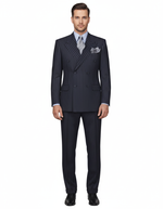 High Quality Dark Navy Blue Suit For Men & Chalk Bold White Pinstripe Double Breasted  100% Poly-Ray Suit