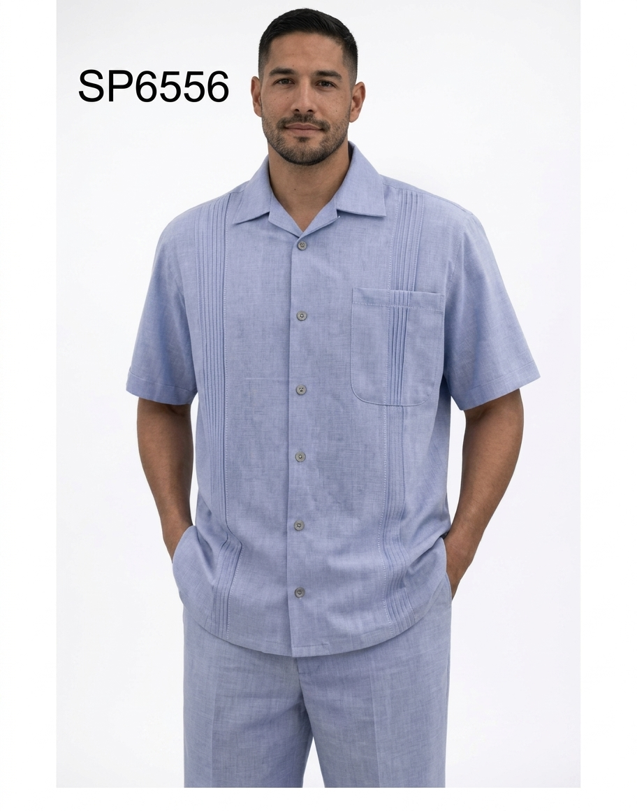 Men’s Lavender Linen Walking Suit Set – 2 Piece Short Sleeve Casual Outfit