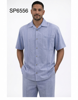 Men’s Lavender Linen Walking Suit Set – 2 Piece Short Sleeve Casual Outfit