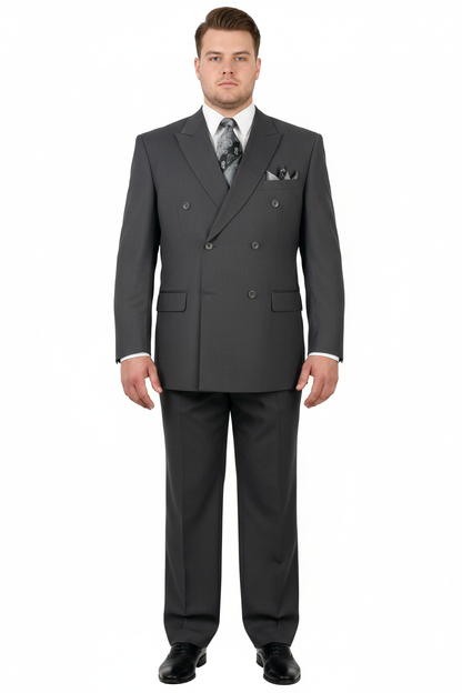 Mens Classic Wool Feel Double Breasted Suit in Heather Grey - Image 11
